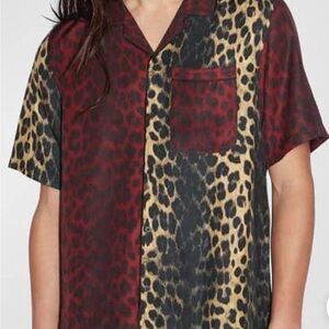 Ksubi Men’s Big Cat Resort Leopard Prints Buttup Shirt Size S